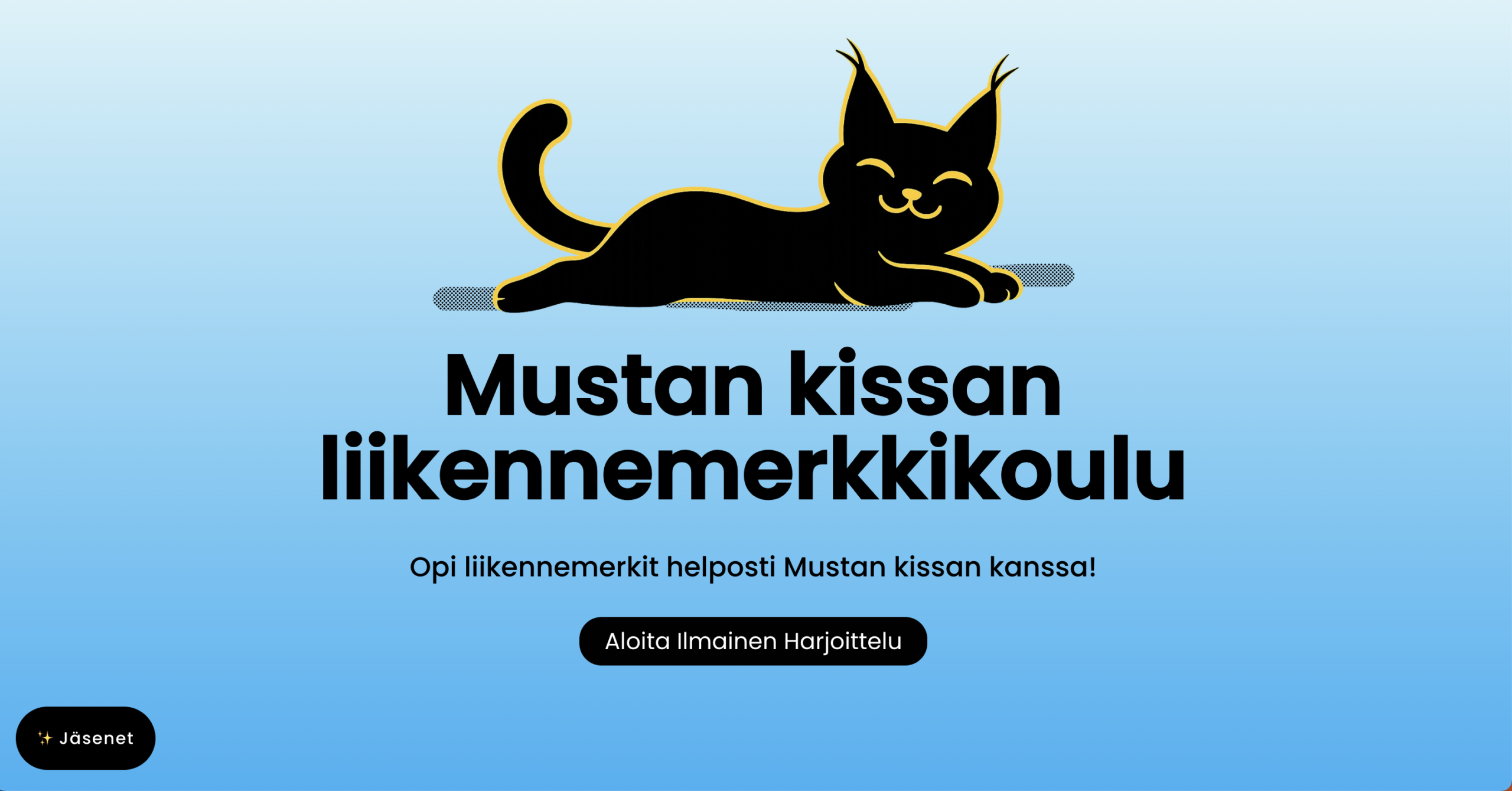 1. Aloita klikkaamalla etusivun vasemmassa alakulmassa olevaa Jäsenet-painiketta. Sen kautta pääset kirjautumaan sisään tai luomaan uuden käyttäjätilin.